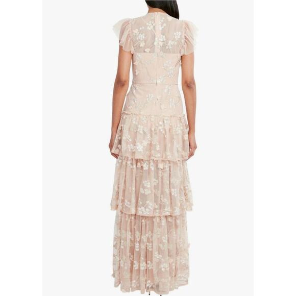 BCBG Max Azria Willow Embroidered V-neck Evening Dress Pink Size 10 NWT Romantic - Picture 9 of 15